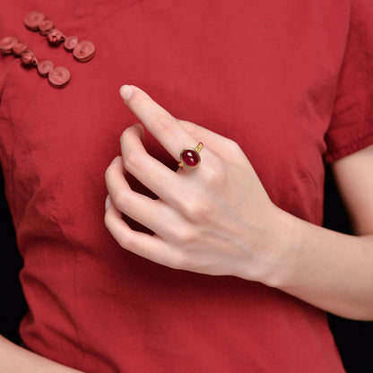 925 Sterling Silver Red Corundum Courage Ring (Extra 30% Off | USE CODE: FS30)