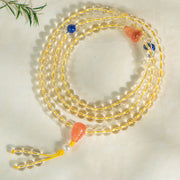 Buddhazens 108 Mala Beads 925 Sterling Silver Natural Citrine Red Agate White Jade Prosperity Charm Bracelet Mala Bracelet BS 17