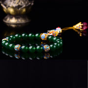 Buddhazens Natural Green Agate Wrist Mala Success Charm Pocket Mala Car Decoration Wrist Mala&Decorations BS 4