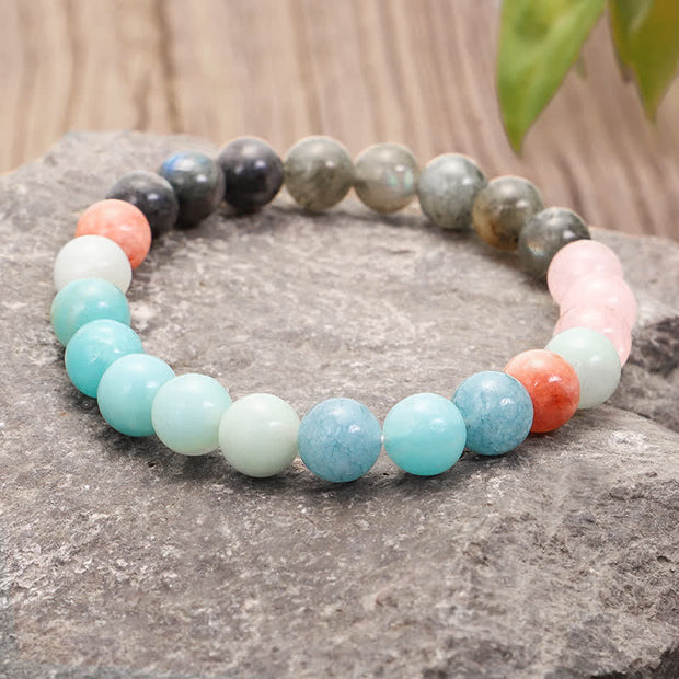 108 Mala Beads Amazonite Black Glitter Stone Positive Tassel Bracelet (Extra 30% Off | USE CODE: FS30) Mala Bracelet BS 8