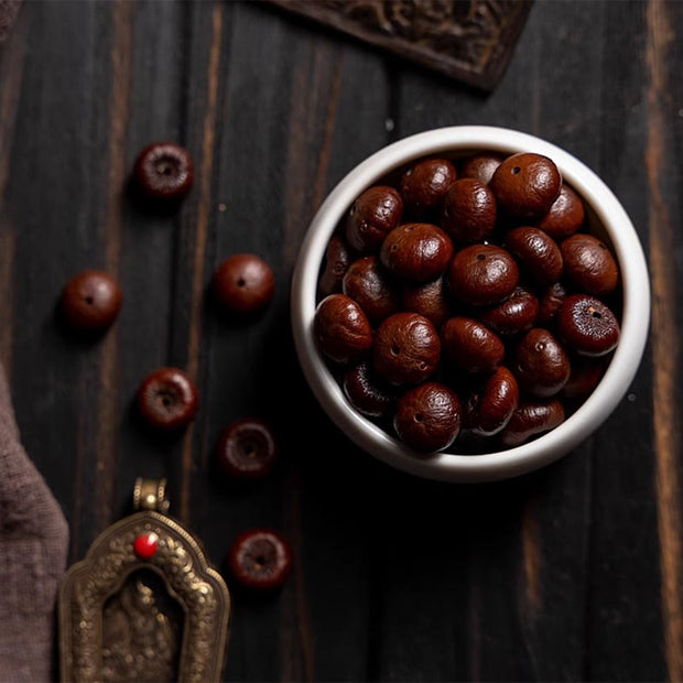 Buddhazens Natural Tibet 108 Mala Beads Purple Bodhi Seed Hetian Cyan Jade Copper Dorje Peace Bracelet Mala Bracelet BS 20